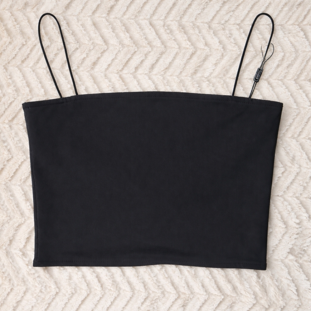 Zaful Black Midriff Cami Minimalistic Y2k Fit